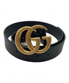 GUCCI（グッチ）の古着「カーフスキンレザー マーモント ダブルGバックル ベルト」｜ブラック