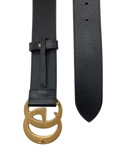 GUCCI（グッチ）GUCCI (グッチ) カーフスキンレザー マーモント ダブルGバックル ベルト ブラックの古着・服飾アイテム