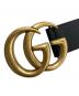 中古・古着 GUCCI (グッチ) カーフスキンレザー マーモント ダブルGバックル ベルト ブラック：35000円
