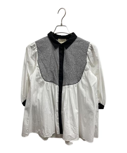 UNITED ARROWS（ユナイテッドアローズ）UNITED ARROWS (ユナイテッドアローズ) エンブロイダリー ショートスリーブ ブラウス ホワイト サイズ:FREEの古着・服飾アイテム