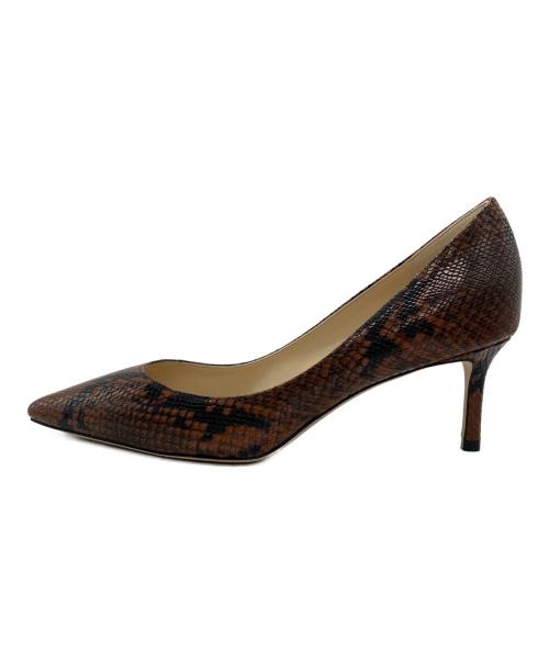 JIMMY CHOO（ジミーチュウ）JIMMY CHOO (ジミーチュウ) パイソン柄パンプス ブラウン サイズ: 37.5の古着・服飾アイテム