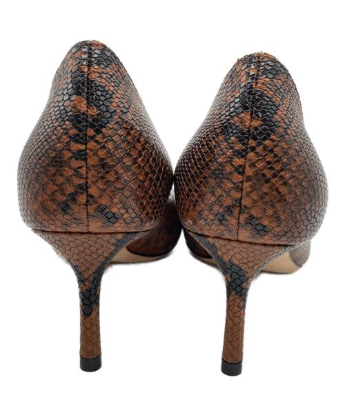 JIMMY CHOO（ジミーチュウ）JIMMY CHOO (ジミーチュウ) パイソン柄パンプス ブラウン サイズ: 37.5の古着・服飾アイテム