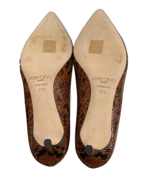 JIMMY CHOO（ジミーチュウ）JIMMY CHOO (ジミーチュウ) パイソン柄パンプス ブラウン サイズ: 37.5の古着・服飾アイテム