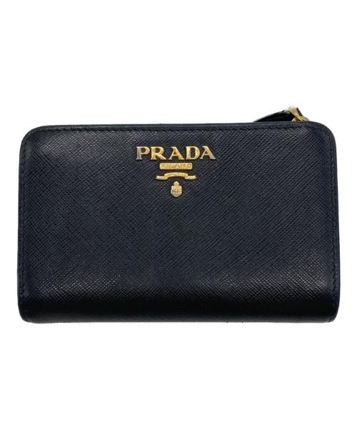 PRADA（プラダ）PRADA (プラダ) サフィアーノ トライアングル ウォレット ブラックの古着・服飾アイテム