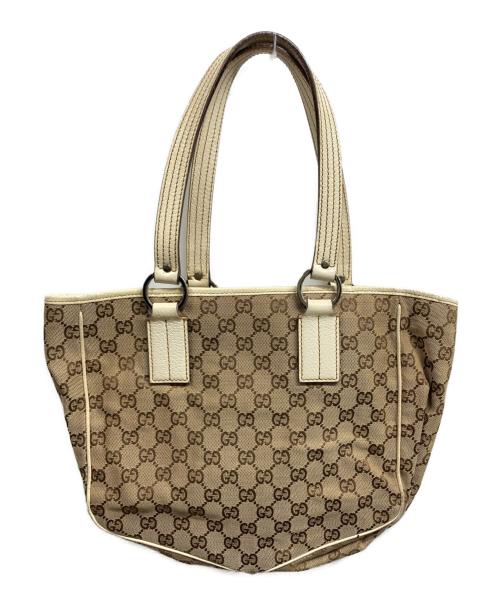 GUCCI（グッチ）GUCCI (グッチ) GGキャンバストートバッグ ホワイト×ベージュの古着・服飾アイテム