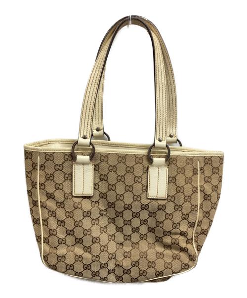 GUCCI（グッチ）GUCCI (グッチ) GGキャンバストートバッグ ホワイト×ベージュの古着・服飾アイテム