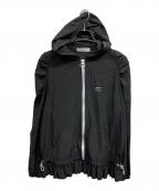 BORDERS at BALCONYボーダーズアットバルコニー）の古着「UV＆速乾 裾ギャザーフーディー ZIP UP ブルゾン」｜ブラック