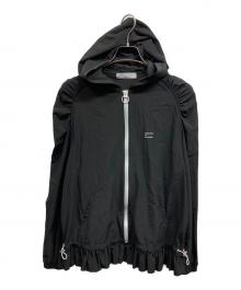 BORDERS at BALCONY（ボーダーズアットバルコニー）の古着「UV＆速乾 裾ギャザーフーディー ZIP UP ブルゾン」｜ブラック