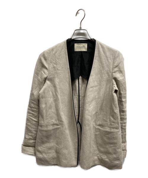 UNITED ARROWS TOKYO（ユナイテッドアローズトウキョウ）UNITED ARROWS TOKYO (ユナイテッドアローズトウキョウ) パイピングVノーカラージャケット ベージュ サイズ:Mの古着・服飾アイテム