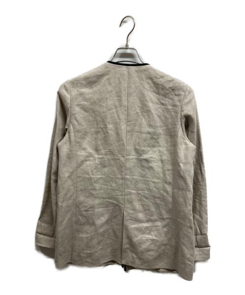 UNITED ARROWS TOKYO（ユナイテッドアローズトウキョウ）UNITED ARROWS TOKYO (ユナイテッドアローズトウキョウ) パイピングVノーカラージャケット ベージュ サイズ:Mの古着・服飾アイテム