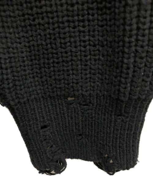 MAISON SPECIAL（メゾンスペシャル）MAISON SPECIAL (メゾンスペシャル) Embroidery Damage Prime-Over Crew Neck Knit ブラック サイズ:Mの古着・服飾アイテム