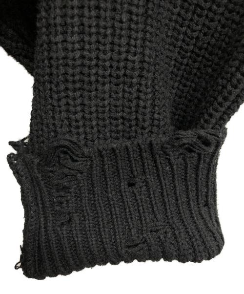 MAISON SPECIAL（メゾンスペシャル）MAISON SPECIAL (メゾンスペシャル) Embroidery Damage Prime-Over Crew Neck Knit ブラック サイズ:Mの古着・服飾アイテム