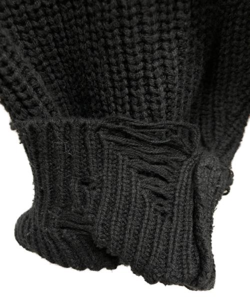 MAISON SPECIAL（メゾンスペシャル）MAISON SPECIAL (メゾンスペシャル) Embroidery Damage Prime-Over Crew Neck Knit ブラック サイズ:Mの古着・服飾アイテム