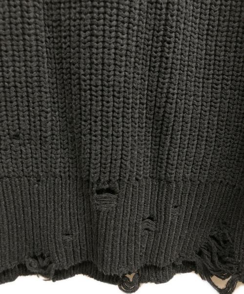 MAISON SPECIAL（メゾンスペシャル）MAISON SPECIAL (メゾンスペシャル) Embroidery Damage Prime-Over Crew Neck Knit ブラック サイズ:Mの古着・服飾アイテム
