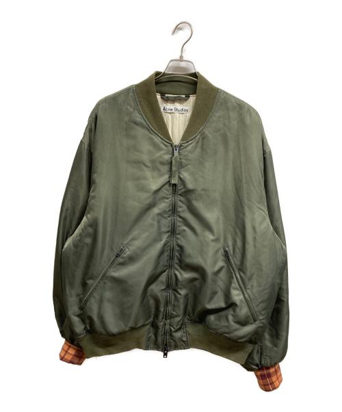 Acne studios（アクネ ストゥディオズ）Acne studios (アクネ ストゥディオズ) サテンボンバージャケット グリーン サイズ:46の古着・服飾アイテム