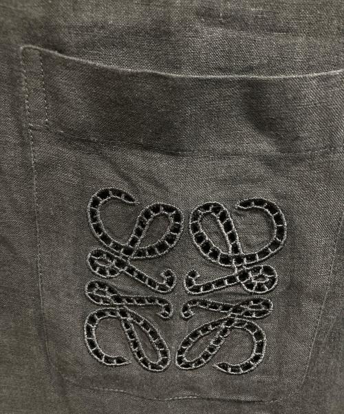 LOEWE（ロエベ）LOEWE (ロエベ) アナグラムポケットリネン半袖シャツ ブラック サイズ:39の古着・服飾アイテム