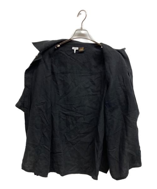 LOEWE（ロエベ）LOEWE (ロエベ) アナグラムポケットリネン半袖シャツ ブラック サイズ:39の古着・服飾アイテム