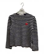 PLAY COMME des GARCONSプレイコムデギャルソン）の古着「PLAYハートボーダーニット」｜ネイビー×ホワイト