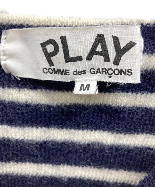 PLAY COMME des GARCONS（プレイコムデギャルソン）PLAY COMME des GARCONS (プレイコムデギャルソン) PLAYハートボーダーニット ネイビー×ホワイト サイズ:Mの古着・服飾アイテム