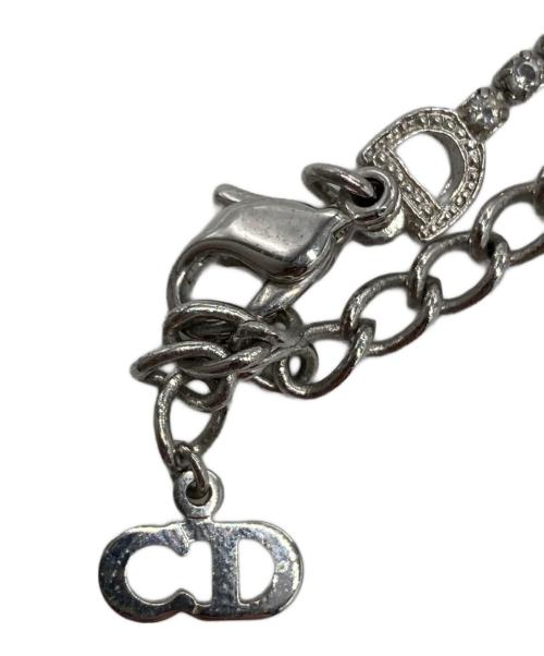 Christian Dior（クリスチャン ディオール）Christian Dior (クリスチャン ディオール) ラインストーンドッグタグネックレス/Diorネックレス シルバーの古着・服飾アイテム
