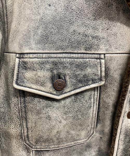 GAP（ギャップ）GAP (ギャップ) 00s ユーズド加工レザーフライトジャケット グレー サイズ:Mの古着・服飾アイテム