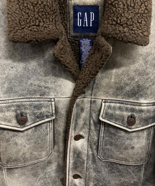 GAP（ギャップ）GAP (ギャップ) 00s ユーズド加工レザーフライトジャケット グレー サイズ:Mの古着・服飾アイテム