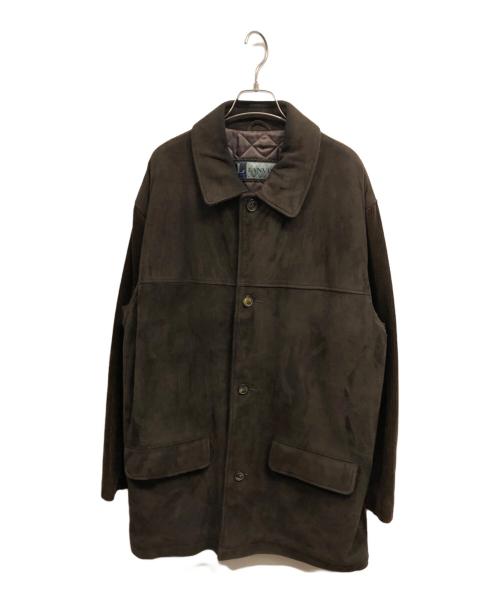 LANVIN（ランバン）LANVIN (ランバン) レザー切替ステンカラーコート ブラウン サイズ:48の古着・服飾アイテム