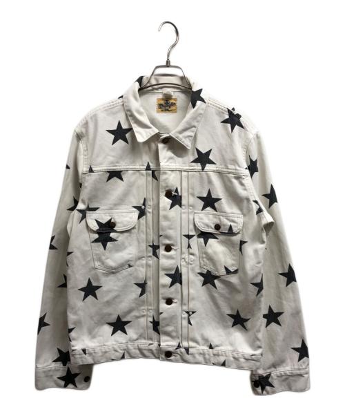 Wrangler（ラングラー）Wrangler (ラングラー) ronherman (ロンハーマン) 星柄デニムジャケット ホワイト サイズ:Lの古着・服飾アイテム