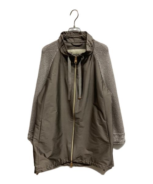 HERNO（ヘルノ）HERNO (ヘルノ) ニット切替ナイロンブルゾン ブラウン サイズ:44の古着・服飾アイテム