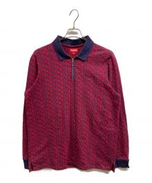 SUPREME（シュプリーム）の古着「フローラル ジャガード ハーフジップ 長袖ポロシャツ」｜レッド
