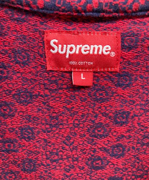 SUPREME（シュプリーム）Supreme (シュプリーム) フローラル ジャガード ハーフジップ 長袖ポロシャツ レッド サイズ:Lの古着・服飾アイテム