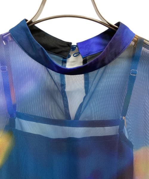 MURUA（ムルーア）MURUA (ムルーア) シェイドフラワーレイヤードワンピース ブルー サイズ:FREEの古着・服飾アイテム