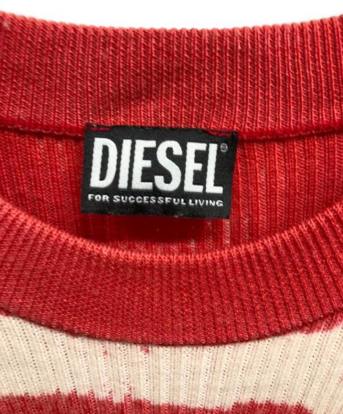 DIESEL（ディーゼル）DIESEL (ディーゼル) Ｋ-AUTULUS－ROUNDニット レッド サイズ:Mの古着・服飾アイテム