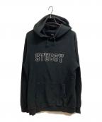 stussyステューシー）の古着「Applique Hoodie/stussyパーカー」｜ブラック