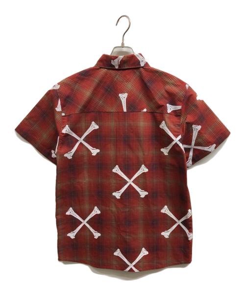 NINE RULAZ（ナインルーラーズ）NINE RULAZ (ナインルーラーズ) クロスボーン チェックシャツ レッド サイズ:Ｌの古着・服飾アイテム