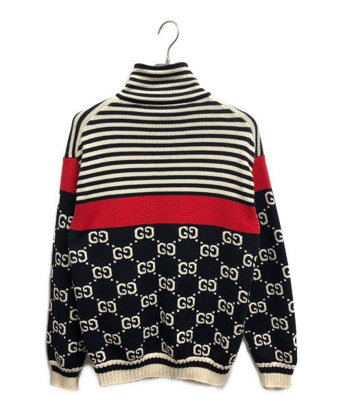 GUCCI（グッチ）GUCCI (グッチ) GGニットジャケット/GUCCIジャケット ネイビー、ホワイト、レッド サイズ:Sの古着・服飾アイテム