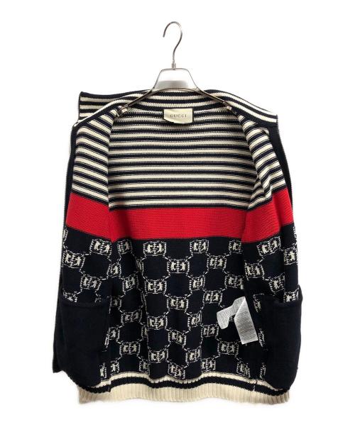 GUCCI（グッチ）GUCCI (グッチ) GGニットジャケット/GUCCIジャケット ネイビー、ホワイト、レッド サイズ:Sの古着・服飾アイテム