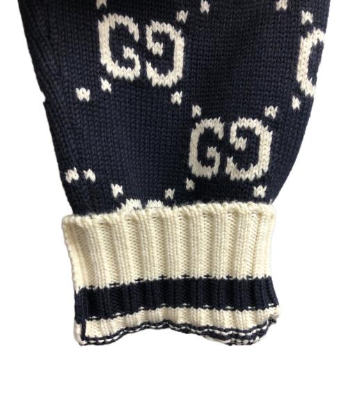 GUCCI（グッチ）GUCCI (グッチ) GGニットジャケット/GUCCIジャケット ネイビー、ホワイト、レッド サイズ:Sの古着・服飾アイテム
