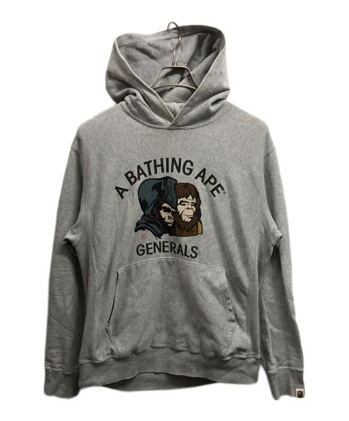 A BATHING APE（アベイシングエイプ）A BATHING APE (アベイシングエイプ) GENERALS プリント プルオーバーパーカー グレー サイズ:Mの古着・服飾アイテム