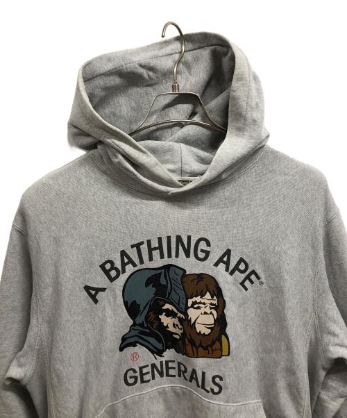 A BATHING APE（アベイシングエイプ）A BATHING APE (アベイシングエイプ) GENERALS プリント プルオーバーパーカー グレー サイズ:Mの古着・服飾アイテム