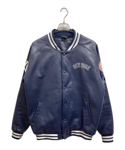 GENUINE MERCHANDISE（ジェニュイン マーチャンダイズ）GENUINE MERCHANDISE (ジェニュイン マーチャンダイズ) フェイクレザースタジャン ネイビー サイズ:XLの古着・服飾アイテム