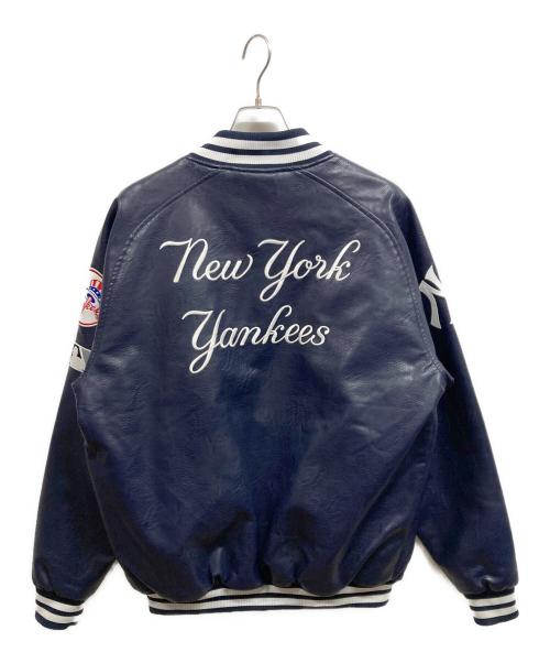 GENUINE MERCHANDISE（ジェニュイン マーチャンダイズ）GENUINE MERCHANDISE (ジェニュイン マーチャンダイズ) フェイクレザースタジャン ネイビー サイズ:XLの古着・服飾アイテム