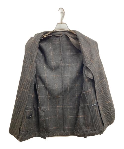 HUGO BOSS（ヒューゴ ボス）HUGO BOSS (ヒューゴ ボス) スリムフィットウールチェックテーラードジャケット ブラウン サイズ:46の古着・服飾アイテム