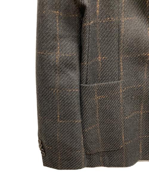 HUGO BOSS（ヒューゴ ボス）HUGO BOSS (ヒューゴ ボス) スリムフィットウールチェックテーラードジャケット ブラウン サイズ:46の古着・服飾アイテム