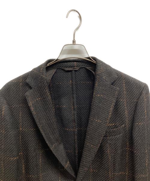 HUGO BOSS（ヒューゴ ボス）HUGO BOSS (ヒューゴ ボス) スリムフィットウールチェックテーラードジャケット ブラウン サイズ:46の古着・服飾アイテム