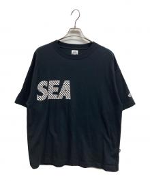 VANS×WIND AND SEA（ヴァンズ×ウィンダンシー）の古着「チェッカー フラッグ クルーネック 半袖Tシャツ」｜ブラック