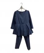 RUIRUE BOUTIQUEルイルエブティック）の古着「レイヤードペプラムトップス＆スリムテーパードパンツ/RUIRUE BOUTIQUE」｜ネイビー