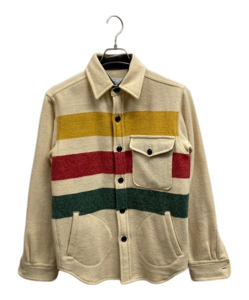 JOHNSON（ジョンソン）johnson (ジョンソン) ボーダーウールジャケット/johnsonジャケット ベージュ サイズ:Mの古着・服飾アイテム