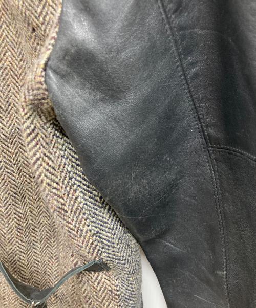 Harris Tweed（ハリスツイード）Harris Tweed (ハリスツイード) レザー切替ツイードジャケット/Harris Tweedジャケット ベージュ サイズ:XSの古着・服飾アイテム