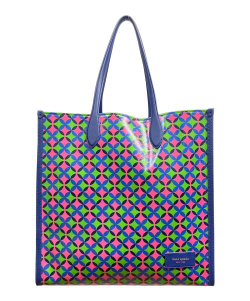 Kate Spade（ケイトスペード）Kate Spade (ケイトスペード) ゴッサム パティオタイル エクストラ ラージ トート トートバッグ/Kate Spadeバッグ ネイビー×グリーンの古着・服飾アイテム